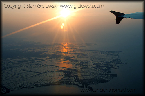 Flying over Jakarta to Borneo